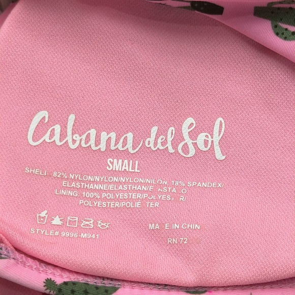 Cabana Del Sol Pink Cactus Leaf Print 2 Piece Bikini Set, S - Picture 7 of 13